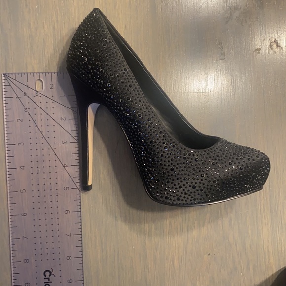 Women’s Aldo Black Satin Sparkle Platforms - Picture 13 of 14